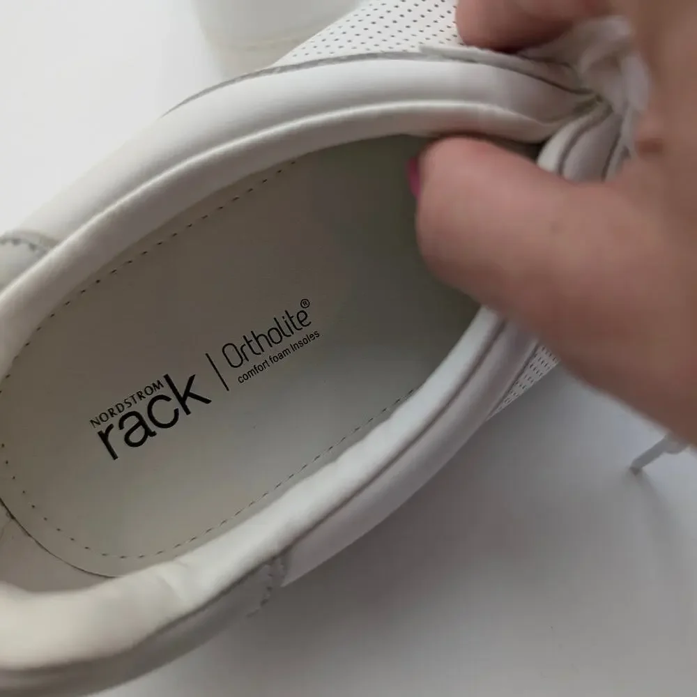 Nordstrom Rack Lace-Up Sneaker Shoes Round Toe Men's White Size US12M EU45